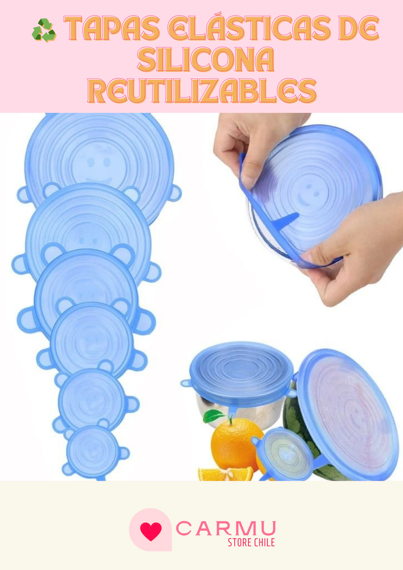 ♻️ TAPAS ELÁSTICAS DE SILICONA REUTILIZABLES
