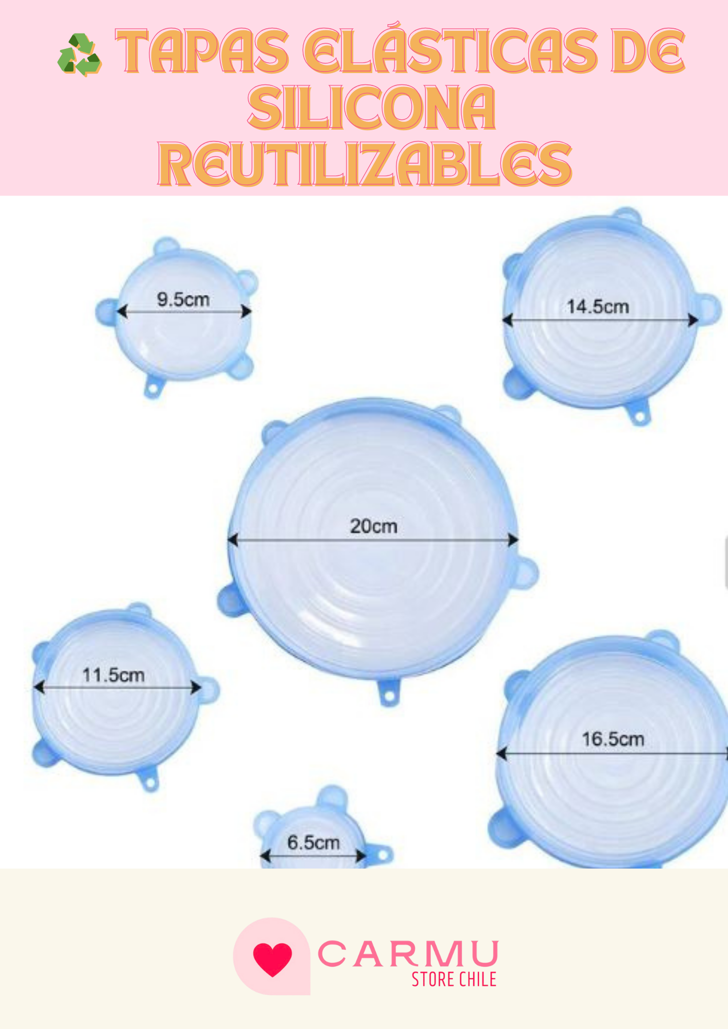♻️ TAPAS ELÁSTICAS DE SILICONA REUTILIZABLES