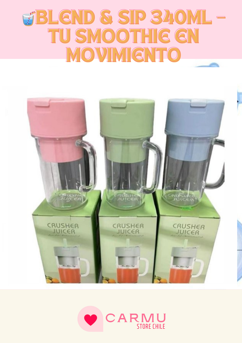 🙋🏼‍♀️ BLEND Y SIP 340 ML - TU SMOOTHIE EN MOVIMIENTO